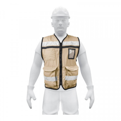 CHS-900B Chaleco brigadista con cintas reflejantes, color beige TRUPER | DIHERESA