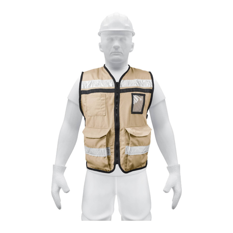 CHS-900B Chaleco brigadista con cintas reflejantes, color beige TRUPER | DIHERESA CHS-900B Chaleco brigadista con cintas reflejantes, color beige TRUPER | DIHERESA