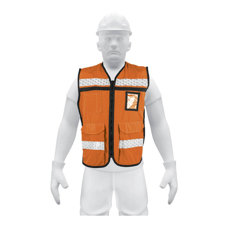 CHS-900N Chaleco brigadista con cintas reflejantes, color naranja TRUPER | DIHERESA CHS-900N Chaleco brigadista con cintas reflejantes, color naranja TRUPER | DIHERESA