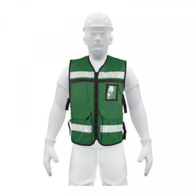 CHS-900V Chaleco brigadista con cintas reflejantes, color verde TRUPER | DIHERESA