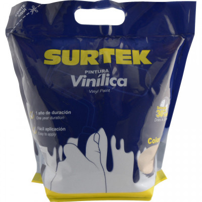 SPB2302 SURTEK Pintura vinílica crema en bolsa 3.7lt