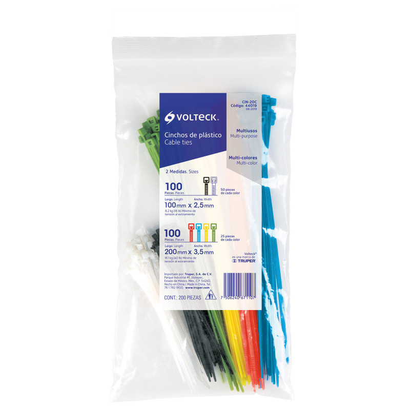 CIN-20C Cincho plástico, colores, bolsa con 200 piezas TRUPER | DIHERESA CIN-20C Cincho plástico, colores, bolsa con 200 piezas TRUPER | DIHERESA