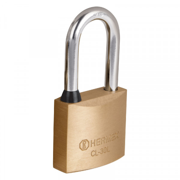 CL-30L Candado de latón, 30mm, gancho largo, blister TRUPER | DIHERESA