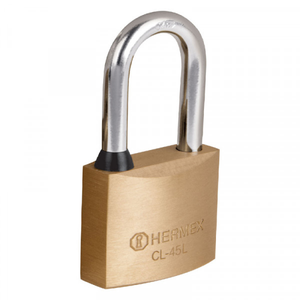 CL-45L Candado de latón, 45mm, gancho largo, blister TRUPER | DIHERESA