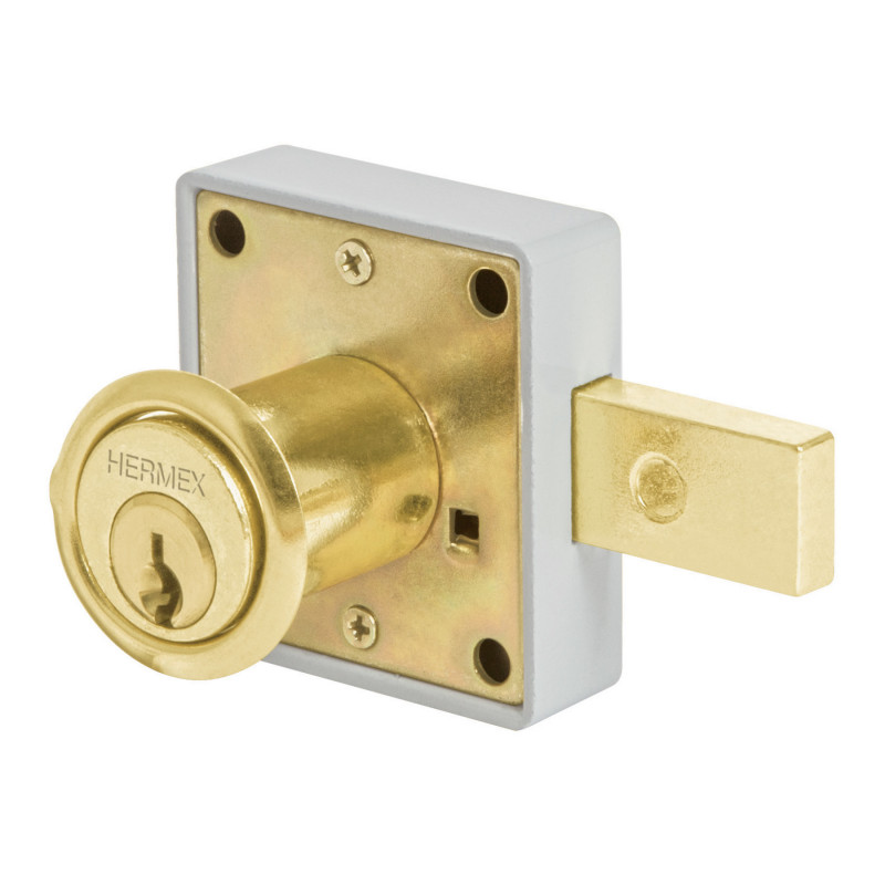 CM-26L Cerradura para mueble, modelo 26, latón TRUPER | DIHERESA