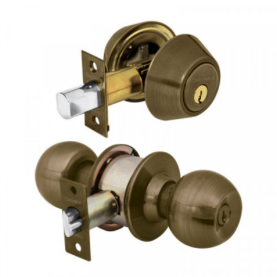 CMB-22P Combo cerraduras, llave-llave, latón antiguo, Hermex Basic TRUPER | DIHERESA