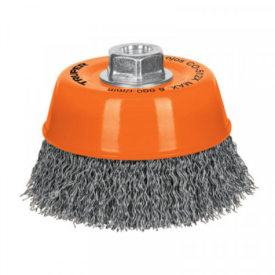CO-512X Carda de copa, alambre ondulado grueso, 5x5/8' para esmeril TRUPER | DIHERESA
