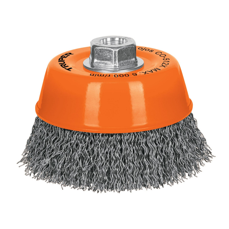 CO-512X Carda de copa, alambre ondulado grueso, 5x5/8' para esmeril TRUPER | DIHERESA CO-512X Carda de copa, alambre ondulado grueso, 5x5/8' para esmeril TRUPER | DIHERESA