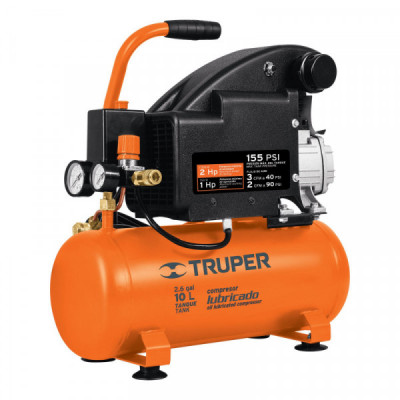 COMP-10L Compresor horizontal 10 L, 2 HP (potencia máxima ), 120 V TRUPER | DIHERESA