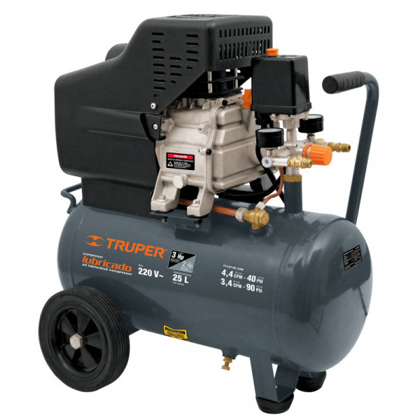 COMP-25L-2 Compresor horizontal, 25 L, 3 Hp (potencia máxima ), 220V TRUPER | DIHERESA