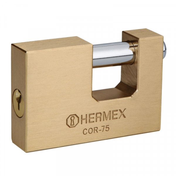 COR-75 Candado antipalanca, 75mm, cuerpo de latón llave tradicional TRUPER | DIHERESA