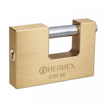 COR-88 Candado antipalanca, 88mm, cuerpo de latón llave tradicional TRUPER | DIHERESA