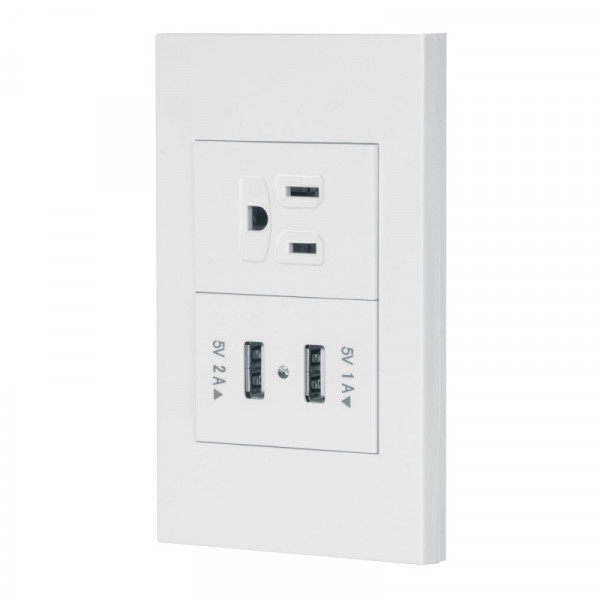 COUSB-EB Placa armada 1 contacto, 2 puertos USB, 1.5mod, Española,bco TRUPER | DIHERESA