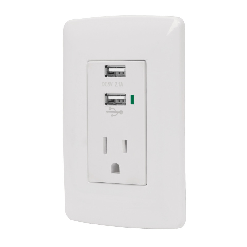 COUSB-IB Contacto aterrizado + 2 puertos USB, blanco, línea Italiana TRUPER | DIHERESA COUSB-IB Contacto aterrizado + 2 puertos USB, blanco, línea Italiana TRUPER | DIHERESA
