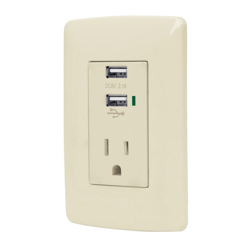 COUSB-I Contacto aterrizado + 2 puertos USB, marfil, línea Italiana TRUPER | DIHERESA COUSB-I Contacto aterrizado + 2 puertos USB, marfil, línea Italiana TRUPER | DIHERESA