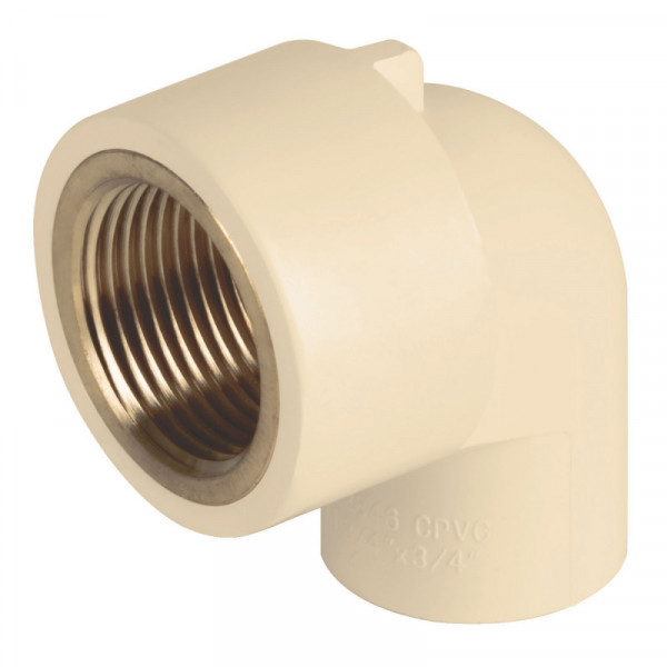 CPVC-502 Codo 90° CPVC inserto latón 3/4' TRUPER | DIHERESA