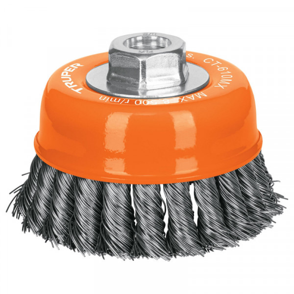 CT-610MX Carda copa,alambre trenzado grueso,4xM14', mm para esmeril TRUPER | DIHERESA