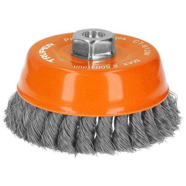 CT-612M Carda copa, alambre trenzado fino, 5', milimétrica p/esmeril TRUPER | DIHERESA