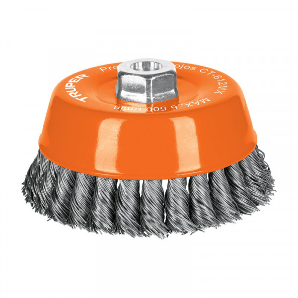 CT-612MX Carda copa,alambre trenzado grueso, 5',milimétrica p/esmeril TRUPER | DIHERESA