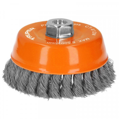 CT-612M Carda copa, alambre trenzado fino, 5 pulgadas , milimétrica p/esmeril TRUPER