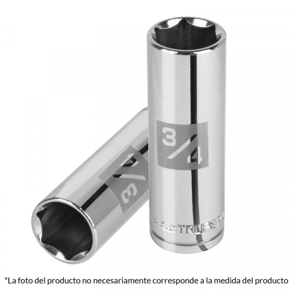 D-1218-HL Dado de 6 puntas, largo, cuadro 1/2' de 9/16' TRUPER | DIHERESA