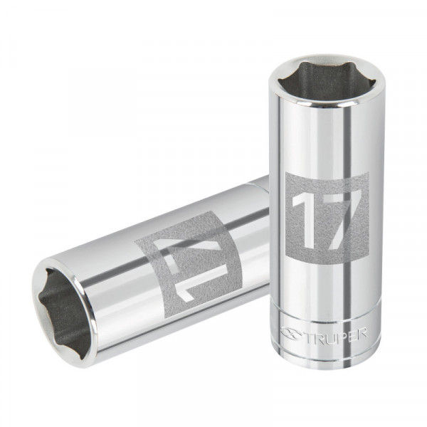 D-3817-HM-L Dado de 6 puntas, largo, cuadro 3/8' de 17mm TRUPER | DIHERESA