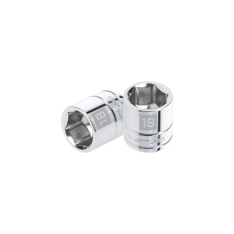 D-3818-HM Dado de 6 puntas, cuadro 3/8', de 18mm TRUPER | DIHERESA