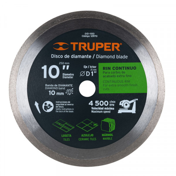 DID-1100 Disco de diamante, rin continuo, 10' TRUPER | DIHERESA