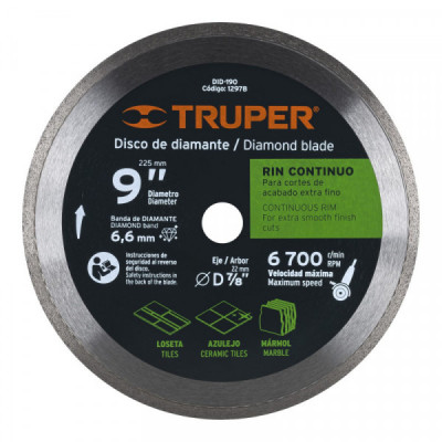 DID-190 Disco de diamante, rin continuo, 9' TRUPER | DIHERESA