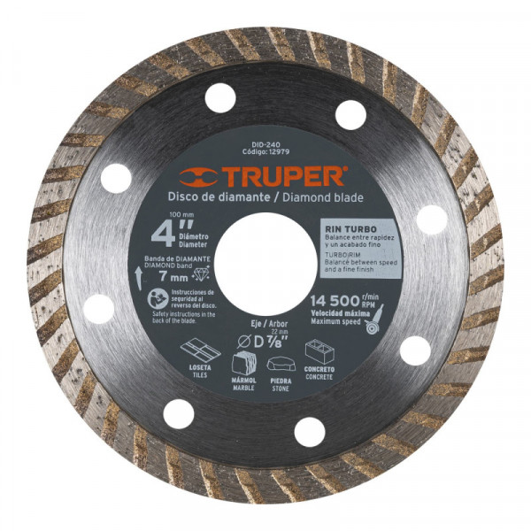 DID-240 Disco de diamante, rin turbo, 4' TRUPER | DIHERESA