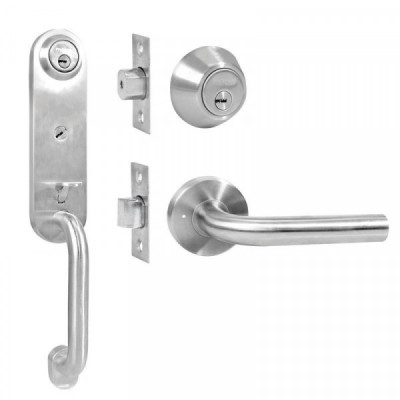 8062-3000US32DV LOCK Cerradura de acero inoxidable de entrada principal con gatillo tipo Calabria llave llave en caja visual