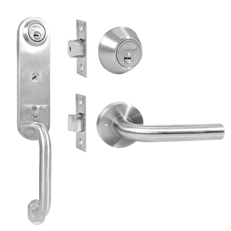 PF18062-3000US32DV LOCK Cerradura de acero inoxidable de entrada principal con gatillo tipo Calabria llave llave en caja vis PF18062-3000US32DV LOCK Cerradura de acero inoxidable de entrada principal con gatillo tipo Calabria llave llave en caja vis