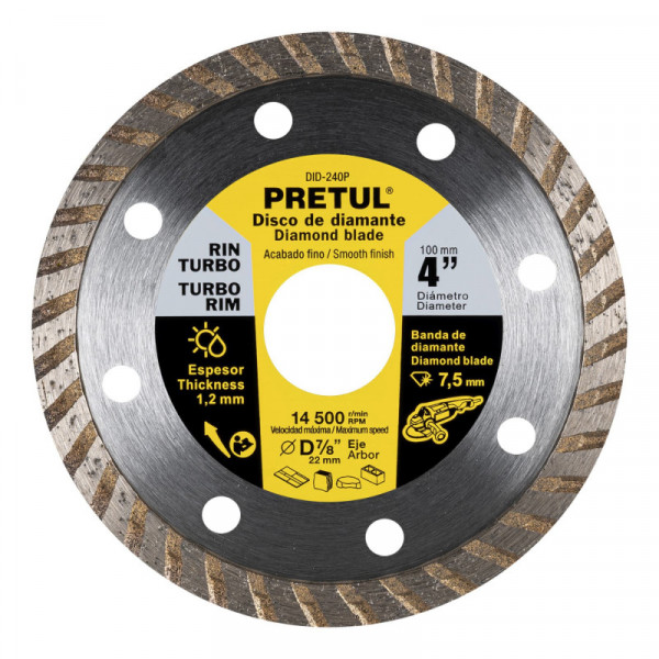 DID-240P Disco de diamante, rin turbo, 4', Pretul TRUPER | DIHERESA