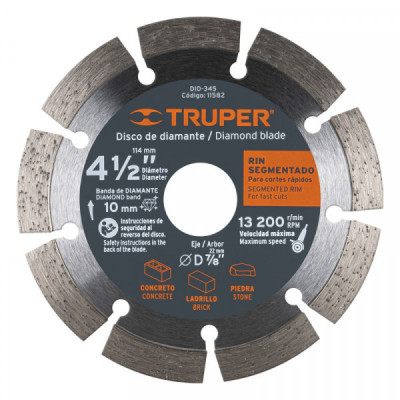 DID-345 Disco de diamante, rin segmentado, 4-1/2' TRUPER | DIHERESA