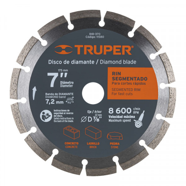 DID-370 Disco de diamante, rin segmentado, 7' TRUPER | DIHERESA