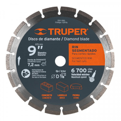 DID-390 Disco de diamante, rin segmentado, 9' TRUPER | DIHERESA