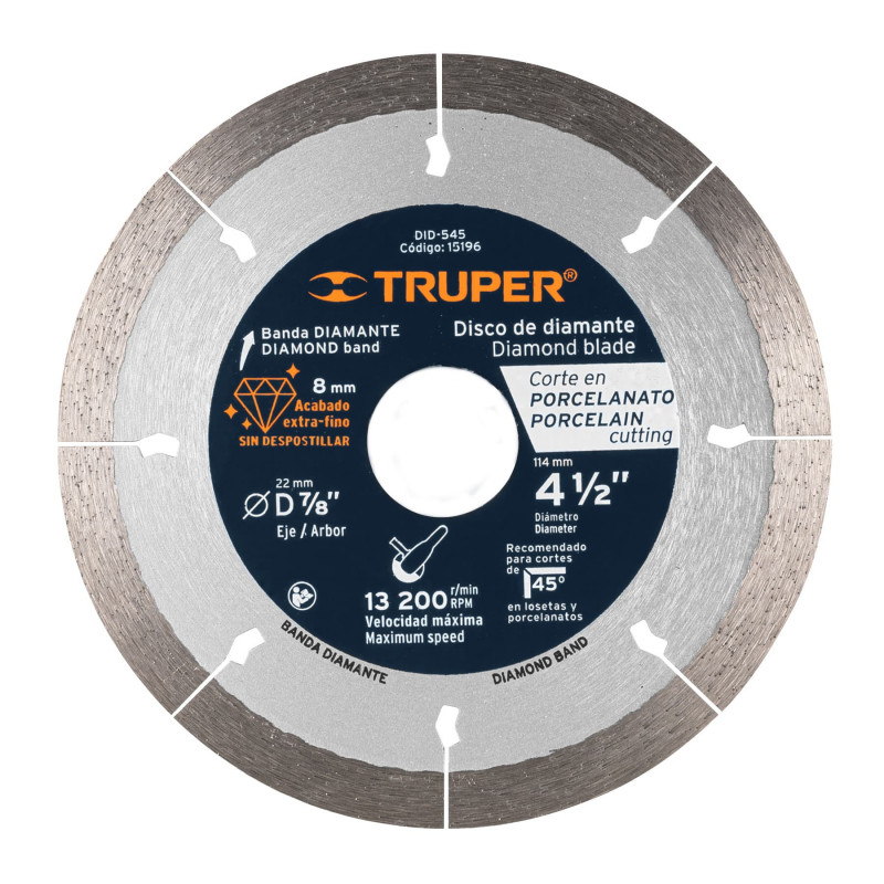 DID-545 Disco de diamante, 4-1/2' corte porcelanato TRUPER | DIHERESA DID-545 Disco de diamante, 4-1/2' corte porcelanato TRUPER | DIHERESA