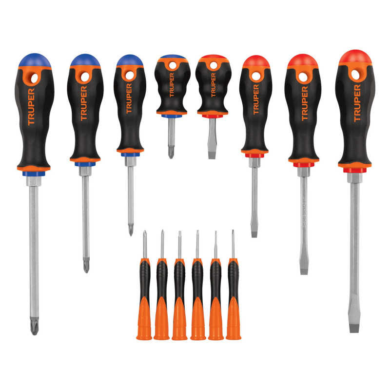 DTJ-14B Juego de desarmadores, mango comfort grip, 14 piezas, bliste TRUPER | DIHERESA