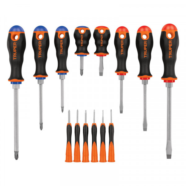 DTJ-14B Juego de desarmadores, mango comfort grip, 14 piezas, bliste TRUPER | DIHERESA