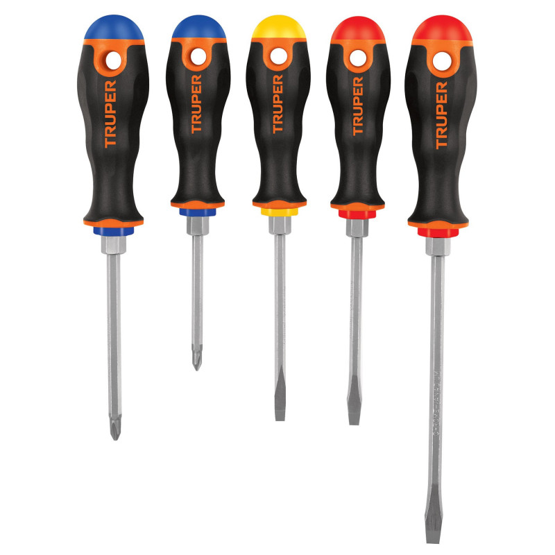 DTJ-5B Juego de 5 desarmadores, mangos Comfort Grip TRUPER | DIHERESA