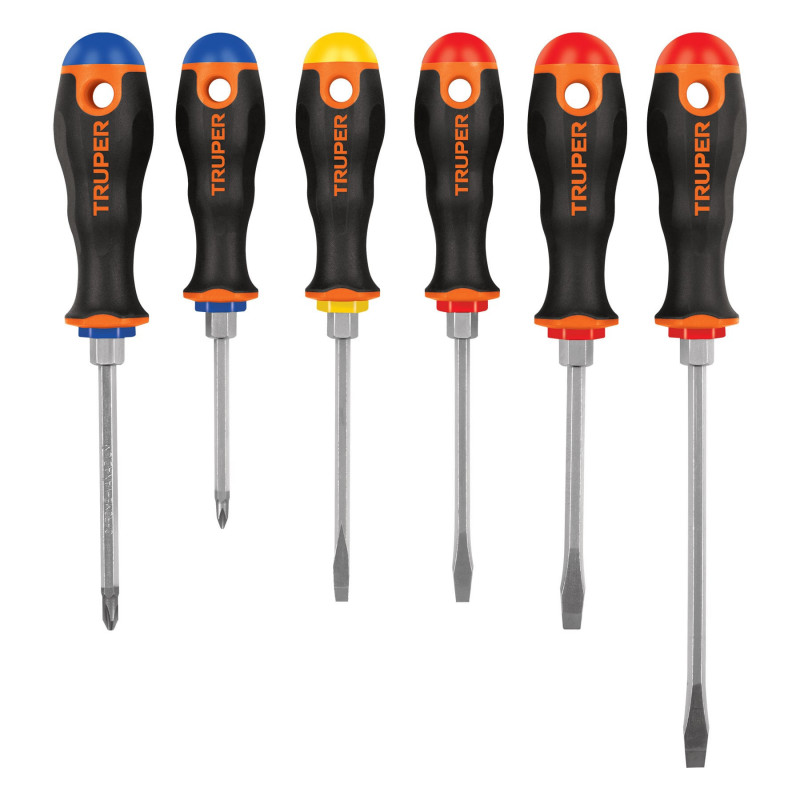 DTJ-6B Juego de 6 desarmadores mango comfort grip TRUPER | DIHERESA DTJ-6B Juego de 6 desarmadores mango comfort grip TRUPER | DIHERESA