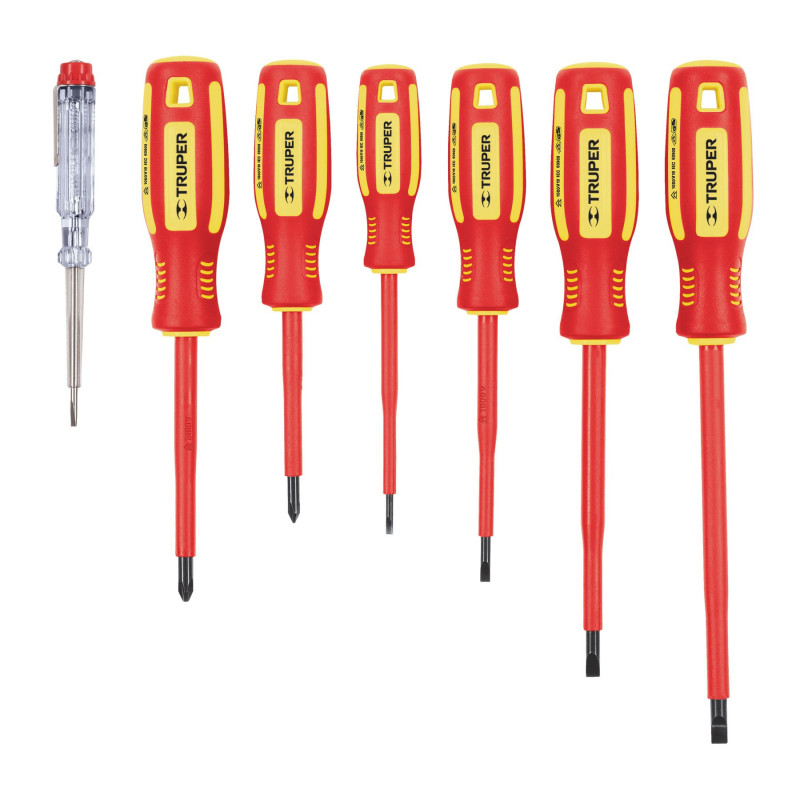 DTJ-7D Juego 6 desarmadores dieléctricos y 1 probador de corriente TRUPER | DIHERESA DTJ-7D Juego 6 desarmadores dieléctricos y 1 probador de corriente TRUPER | DIHERESA