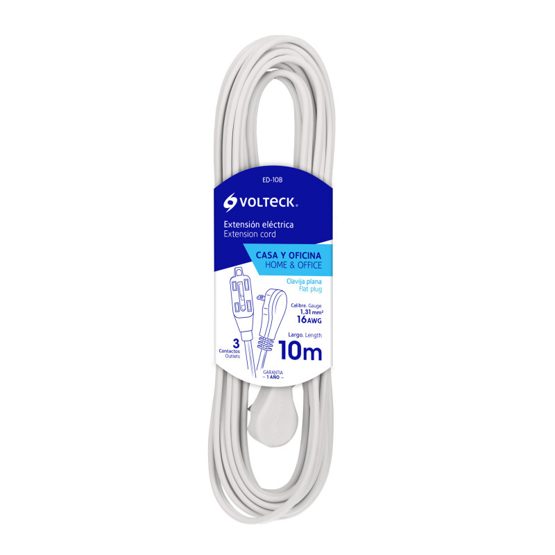 ED-10B Extensión eléctrica doméstica, 10 m, blanca, Volteck TRUPER | DIHERESA ED-10B Extensión eléctrica doméstica, 10 m, blanca, Volteck TRUPER | DIHERESA