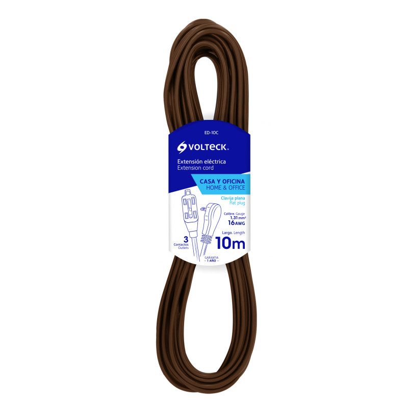 ED-10C Extensión eléctrica doméstica, 10 m, café, Volteck TRUPER | DIHERESA ED-10C Extensión eléctrica doméstica, 10 m, café, Volteck TRUPER | DIHERESA