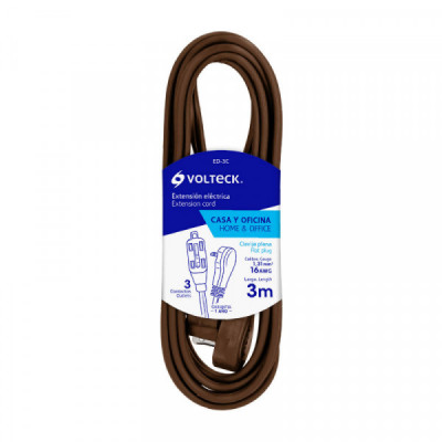 ED-3C Extensión eléctrica doméstica, 3 m, café, Volteck TRUPER | DIHERESA