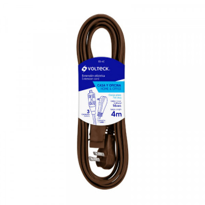 ED-4C Extensión eléctrica doméstica, 4 m, café, Volteck TRUPER | DIHERESA