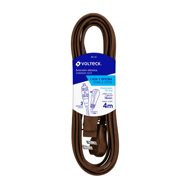 ED-4C Extensión eléctrica doméstica, 4 m, café, Volteck TRUPER | DIHERESA ED-4C Extensión eléctrica doméstica, 4 m, café, Volteck TRUPER | DIHERESA