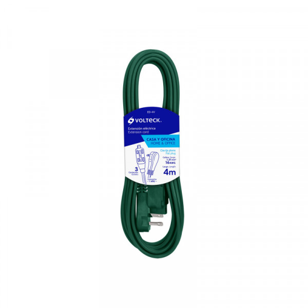 ED-4V Extensión eléctrica doméstica, 4 m, verde, Volteck TRUPER | DIHERESA