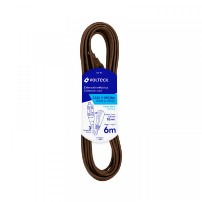 ED-6C Extensión eléctrica doméstica, 6 m, café, Volteck TRUPER | DIHERESA