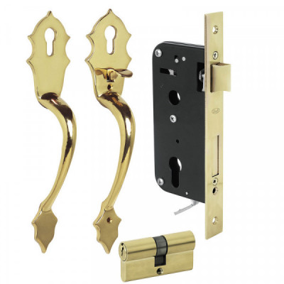 L119QLB LOCK Conjunto Classic llave de puntos latón brillante